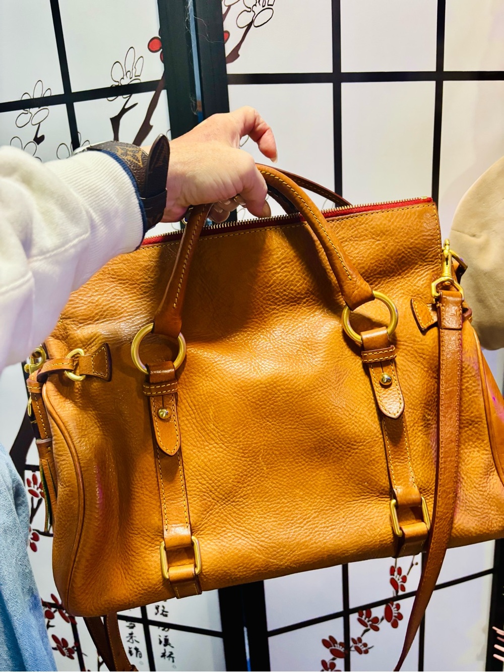 Dooney & Bourke Tan Leather Satchel with Gold Hardware - Picture 2 of 6